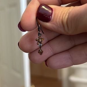 Delicate crystal beaded flower drop earrings